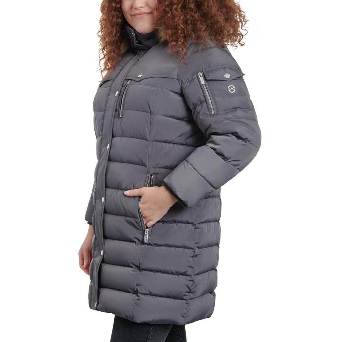 Women's Plus Size Faux-Fur-Trim Hooded Puffer Coat, Created for Macy's