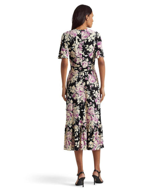 Floral Belted Jersey Dress