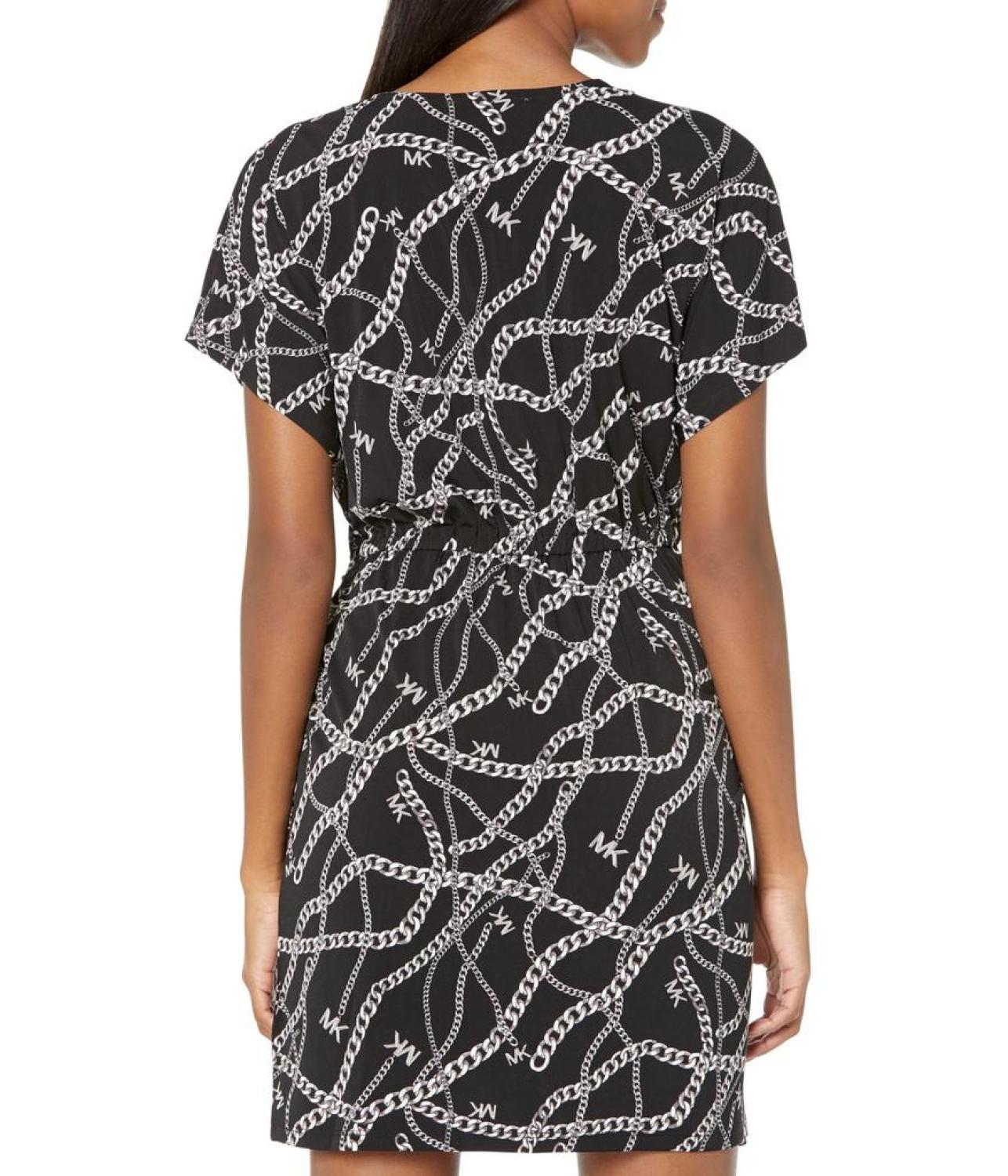 Petite Print Tie Faux Wrap Dress