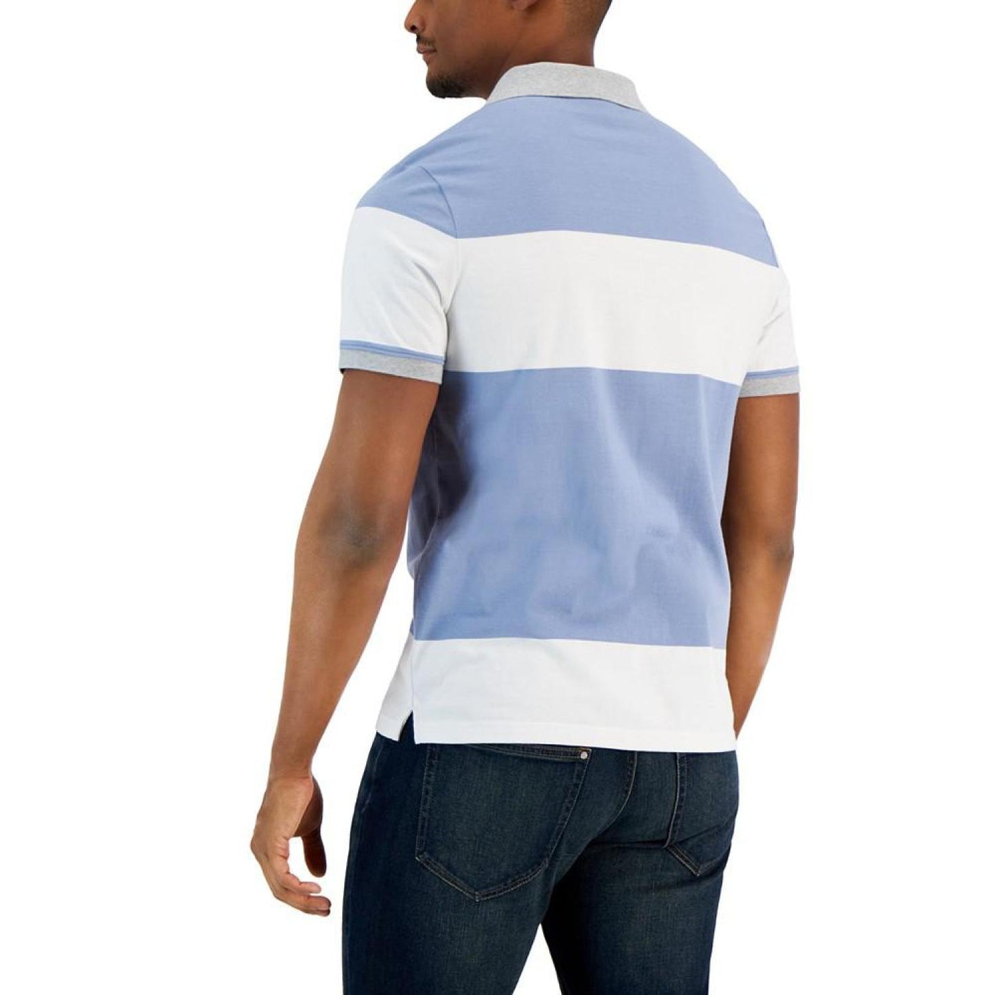 Men's Modern-Fit Rugby Wide Stripe Polo Shirt