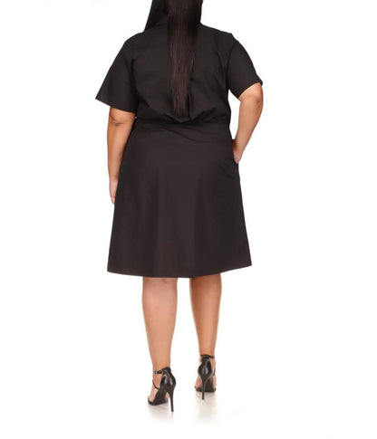 Plus Size Poplin Tie Front Dress