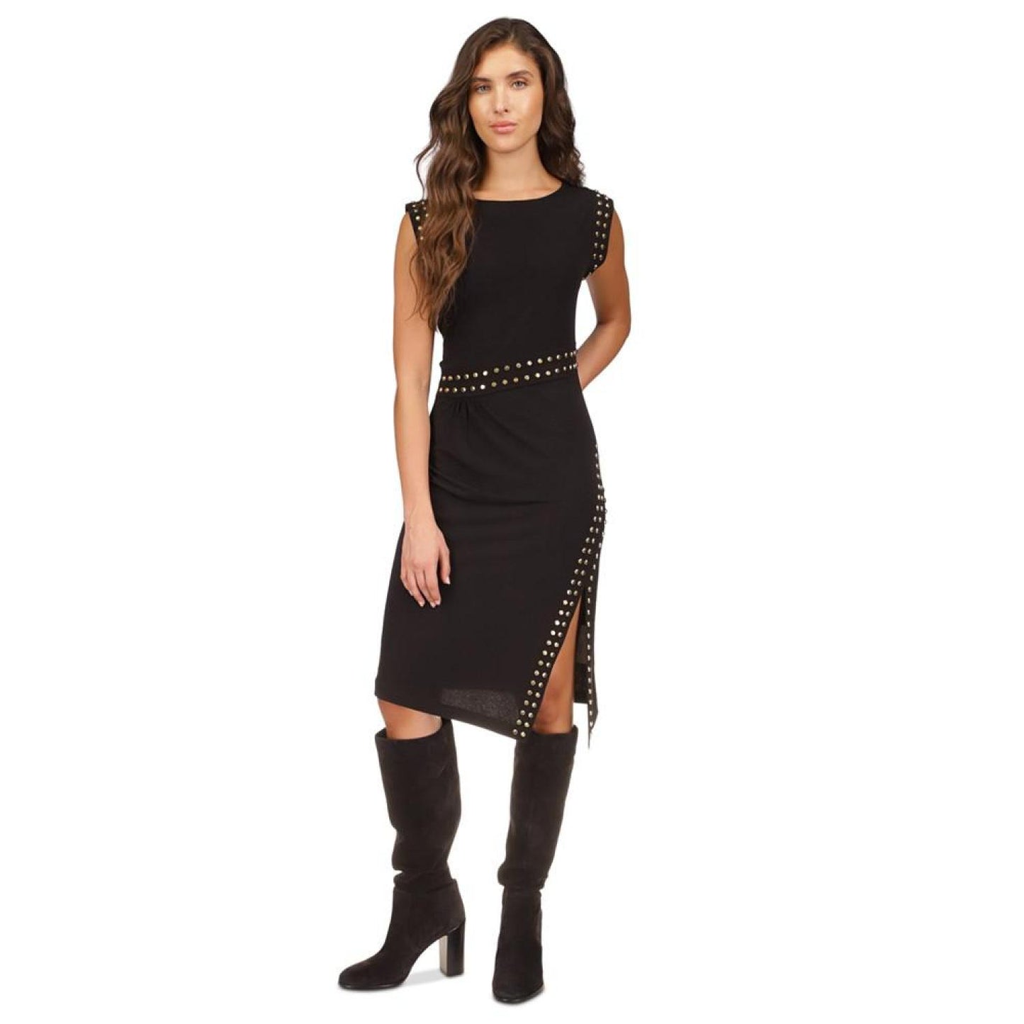 Women's Astor Studded Side-Slit Midi Dress, Regular & Petite