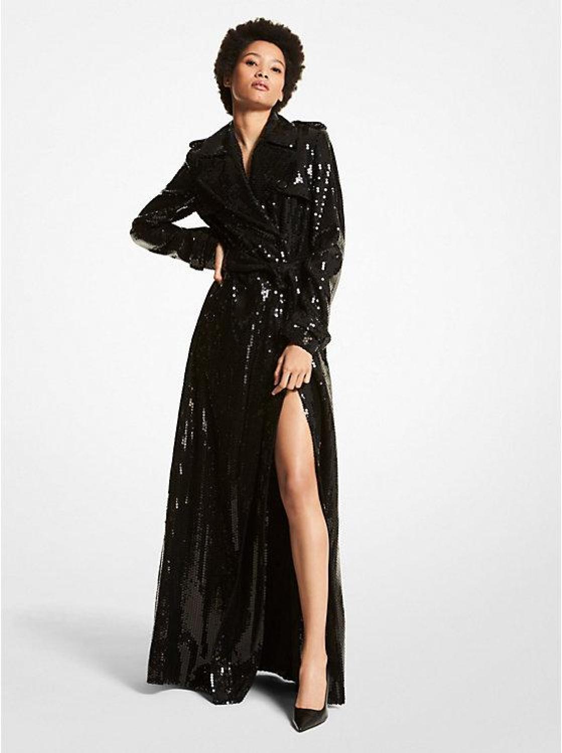 Sequined Evening Trench Coat