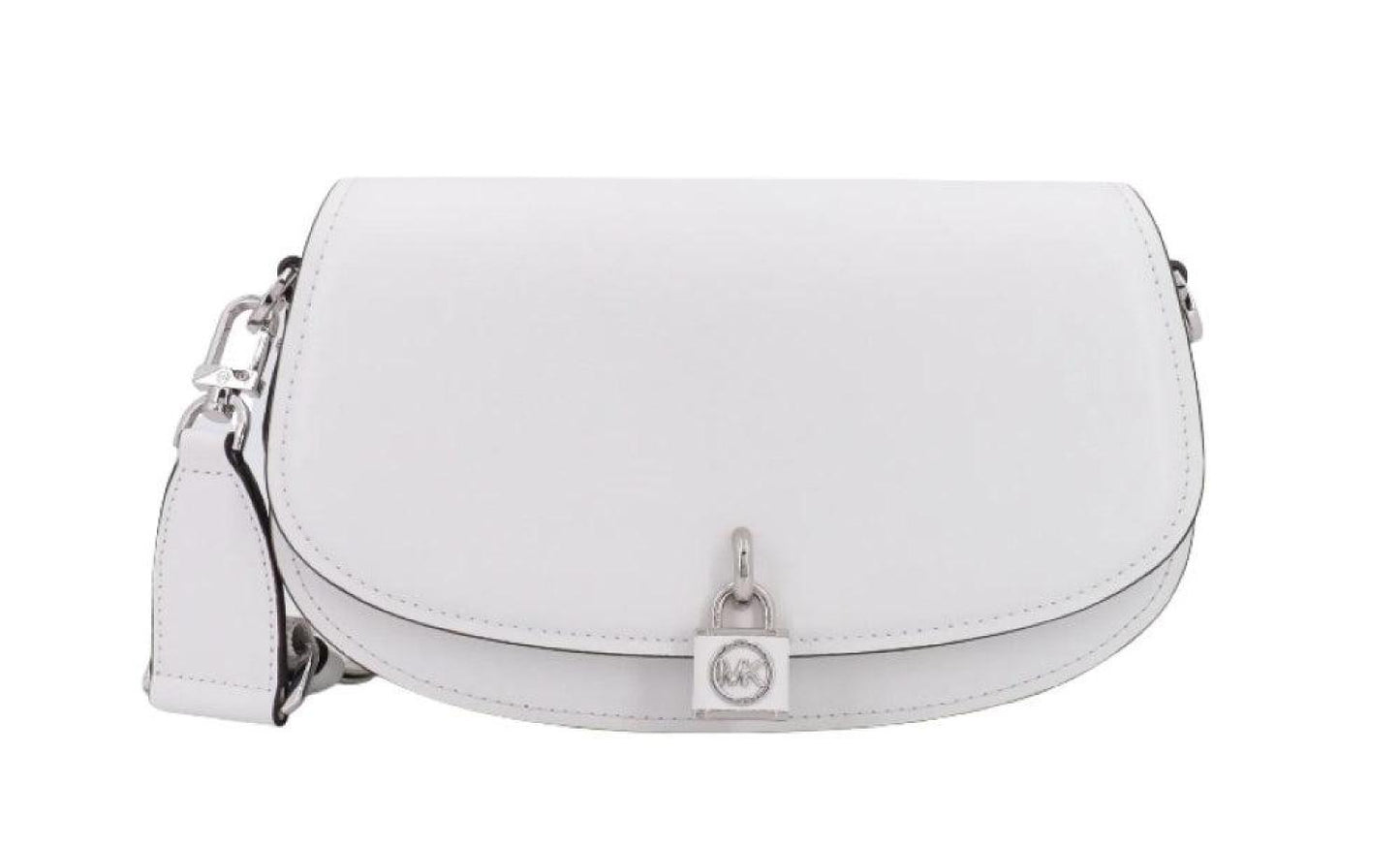 Michael Michael Kors Women's Mila Medium Leather East West Sling Messenger Optic White