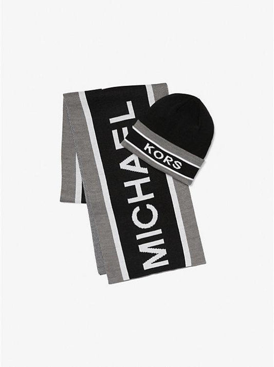 Logo Jacquard Beanie Hat and Scarf Set