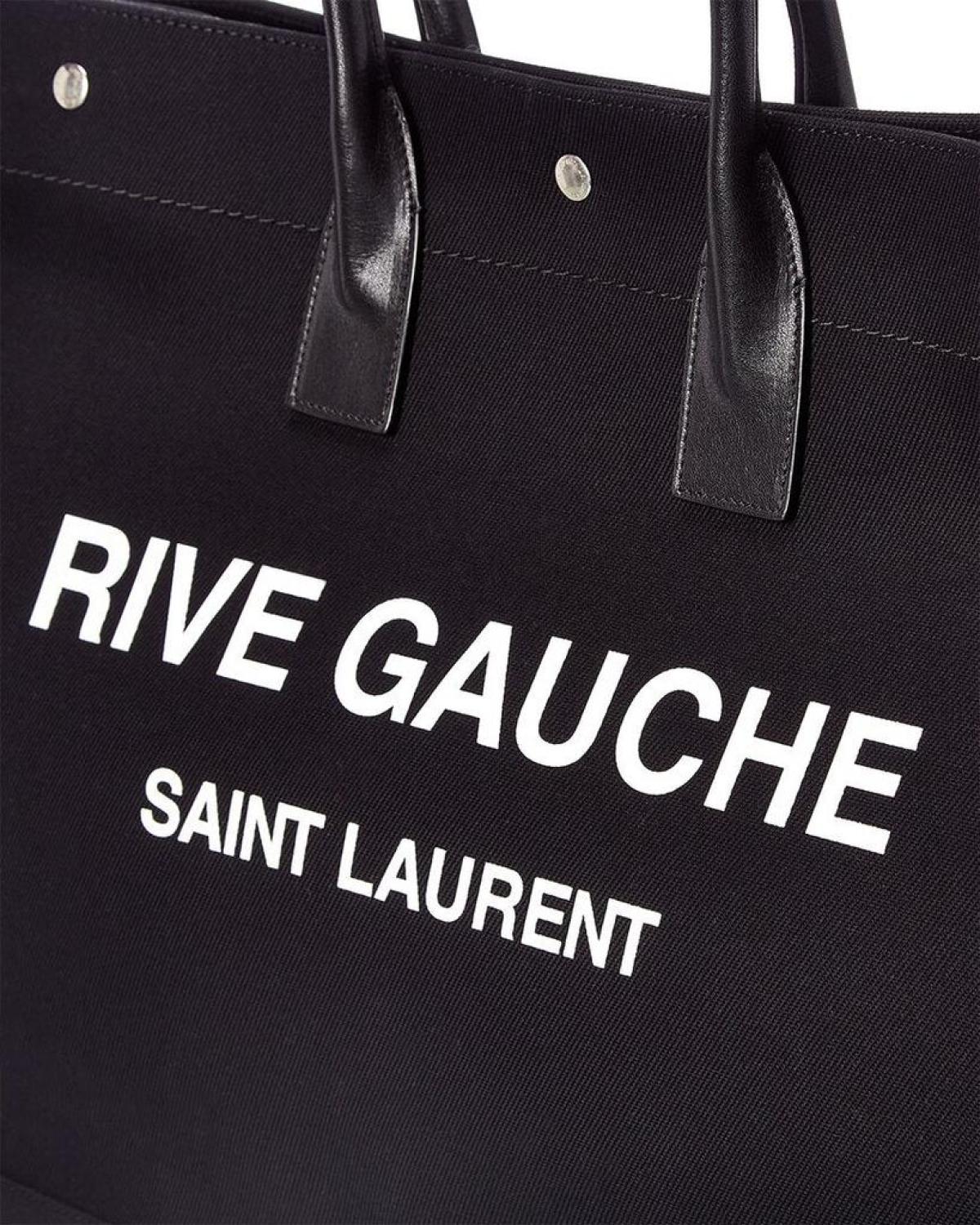 Saint Laurent Rive Gauche Canvas & Leather Tote