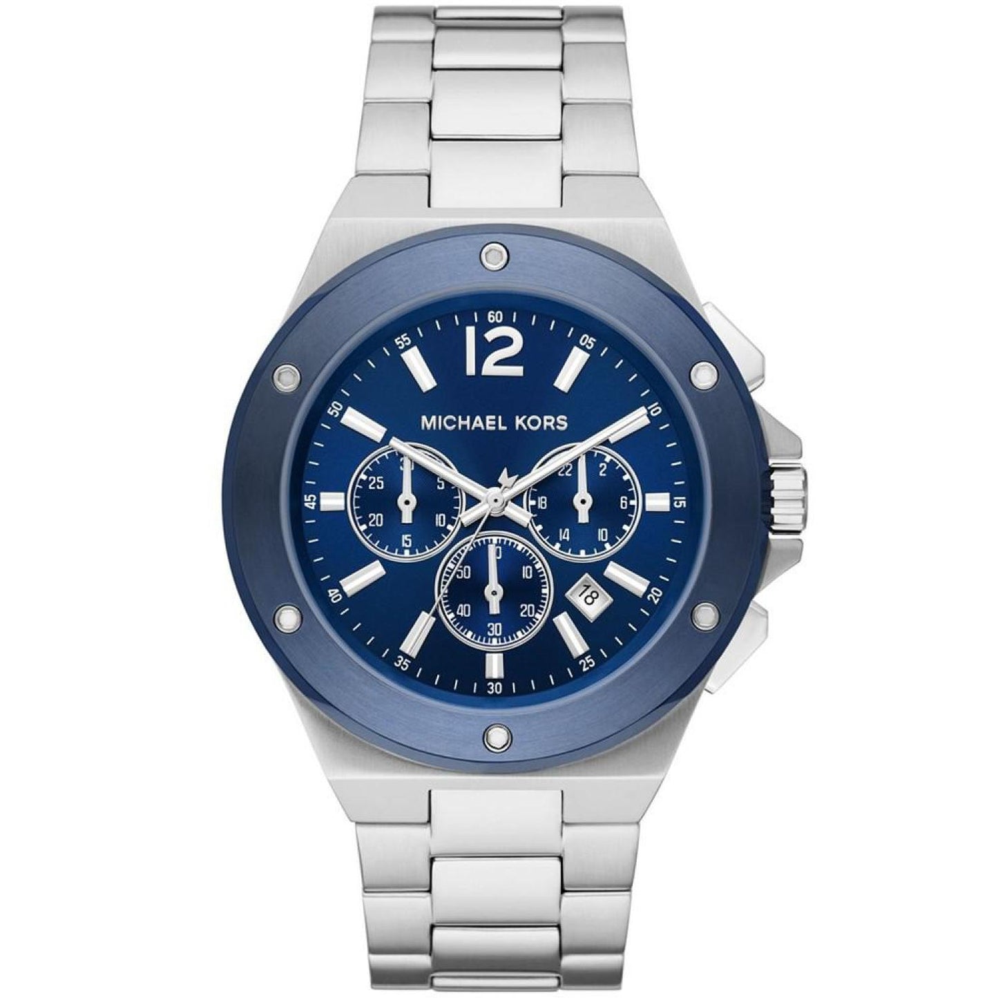 Men's Lennox Chronograph Silver-Tone Stainless Steel Bracelet Watch