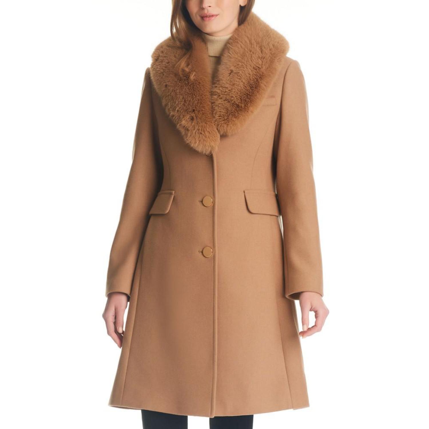 Kate spade coat with fur collar best sale