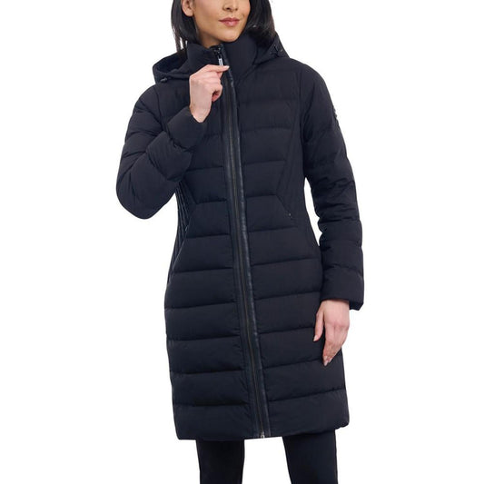 Women's Hooded Faux-Leather-Trim Puffer Coat