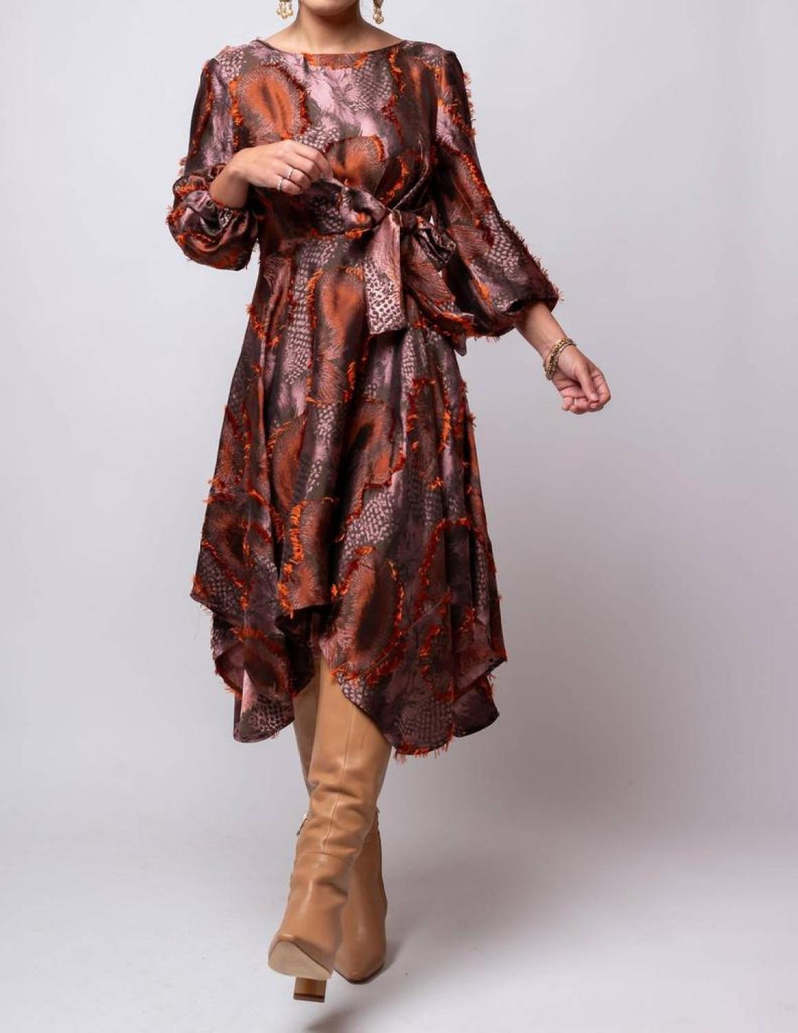 Sandy Dress In Copper Plume