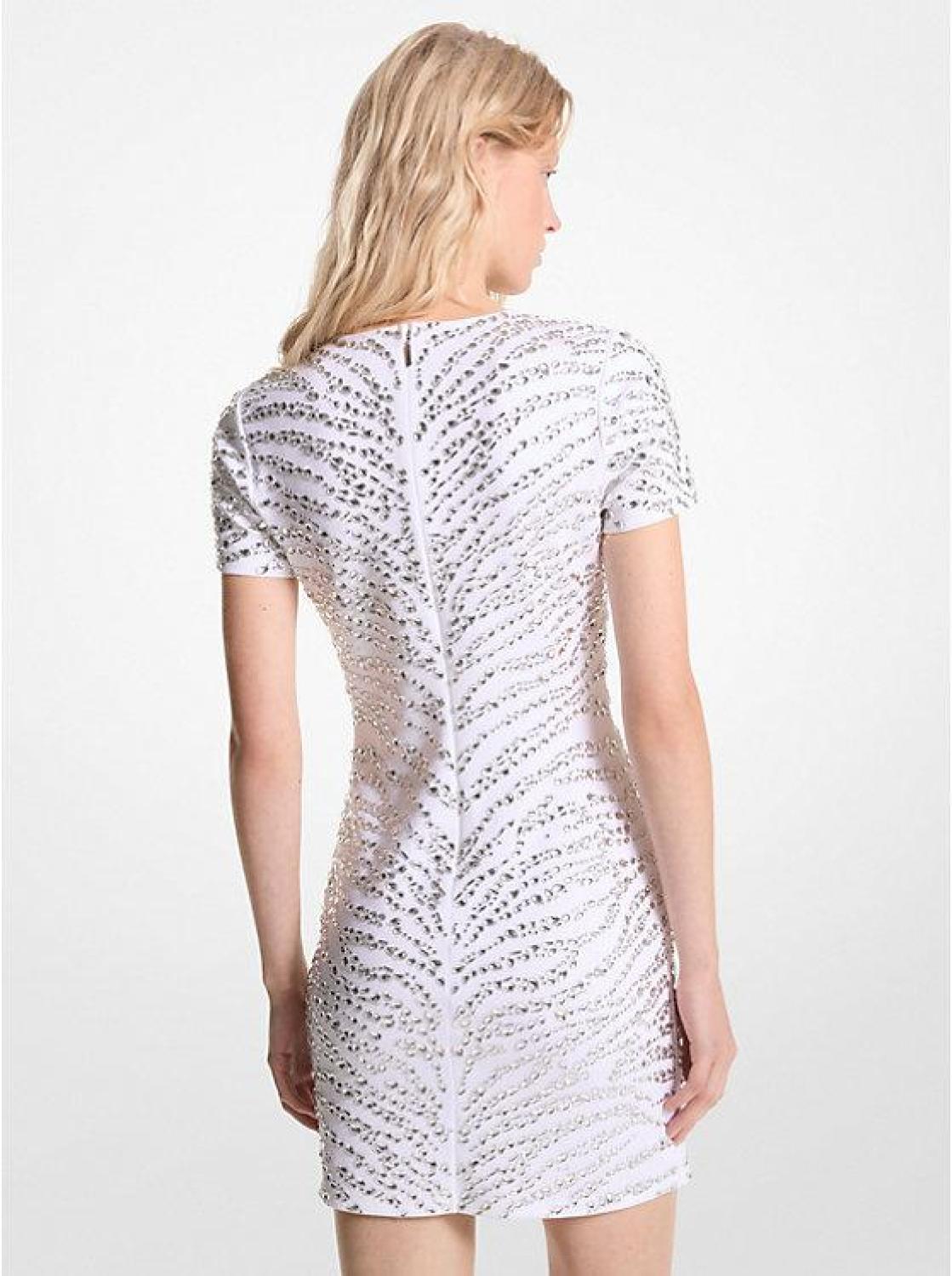 Zebra Embellished Scuba Dress