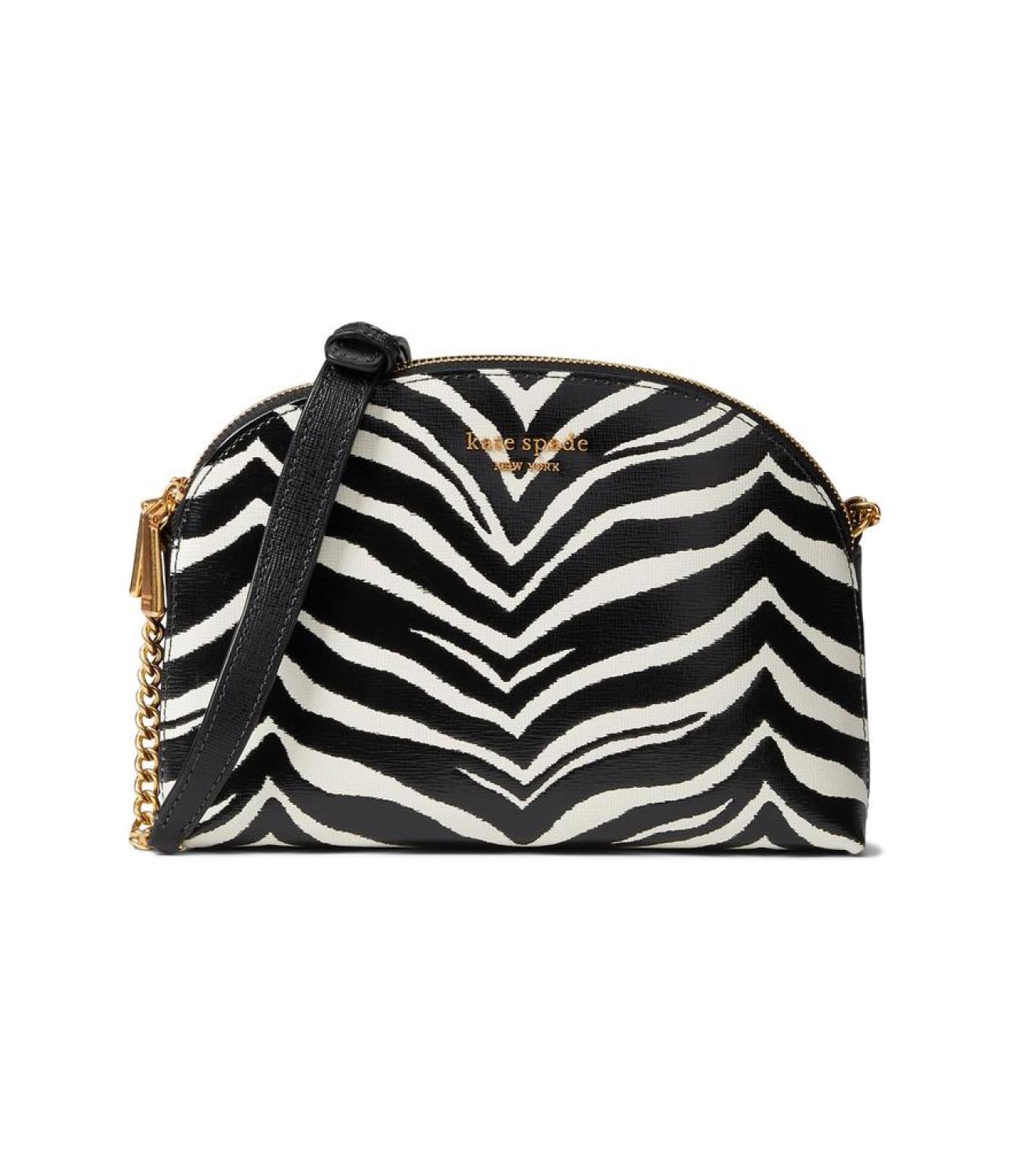 Morgan Zebra Print Double Zip Dome Crossbody