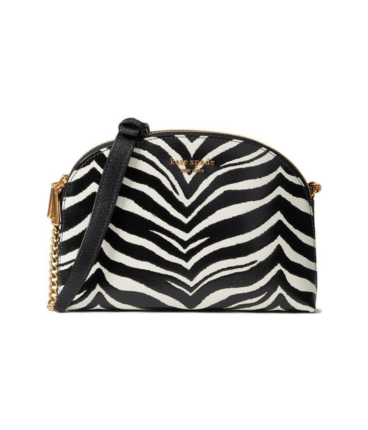 Morgan Zebra Print Double Zip Dome Crossbody