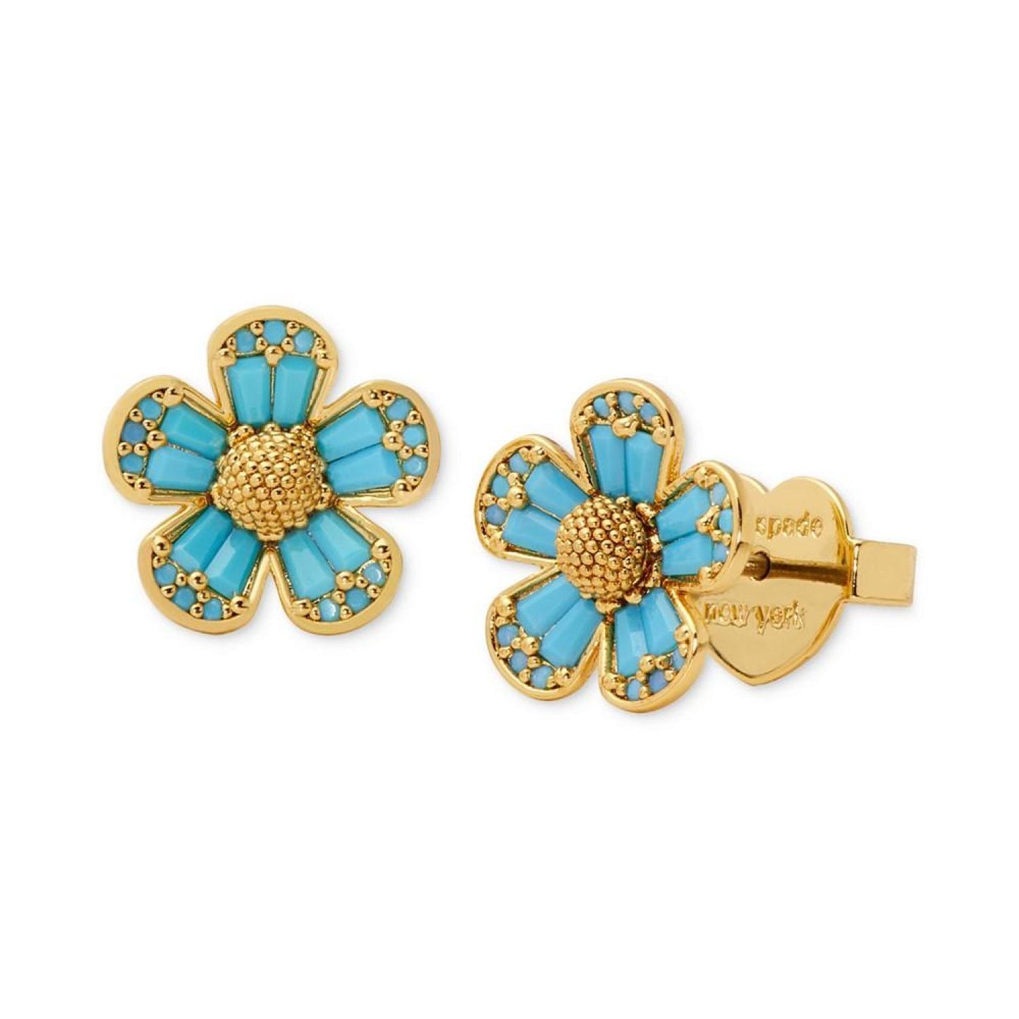 Gold-Tone Stone Fleurette Stud Earrings