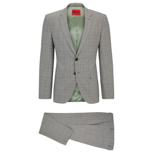 Extra-slim-fit checked suit in performance-stretch fabric