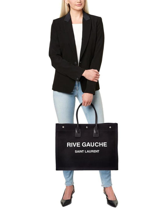 Saint Laurent Rive Gauche Canvas & Leather Tote