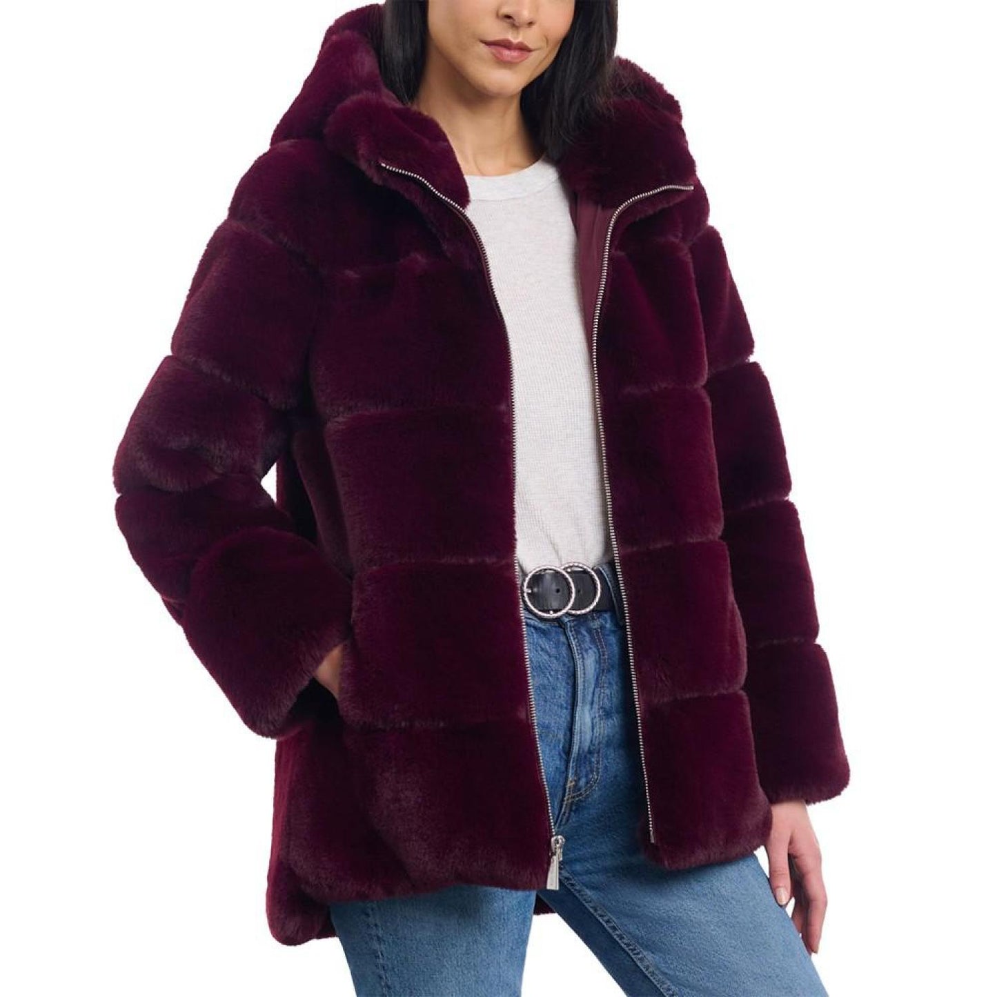 Women's Hooded Faux-Fur Coat