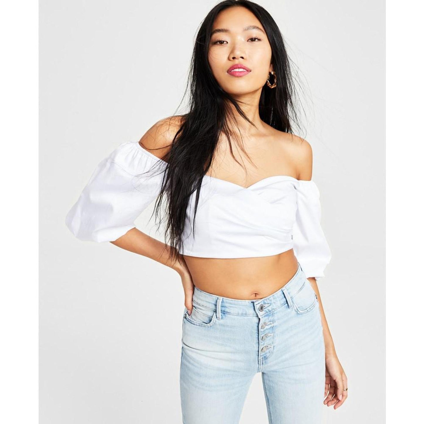 Women's Off-the-Shoulder Cropped Blouse