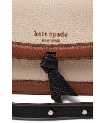 Knott Color-Blocked Pebbled Leather Flap Crossbody