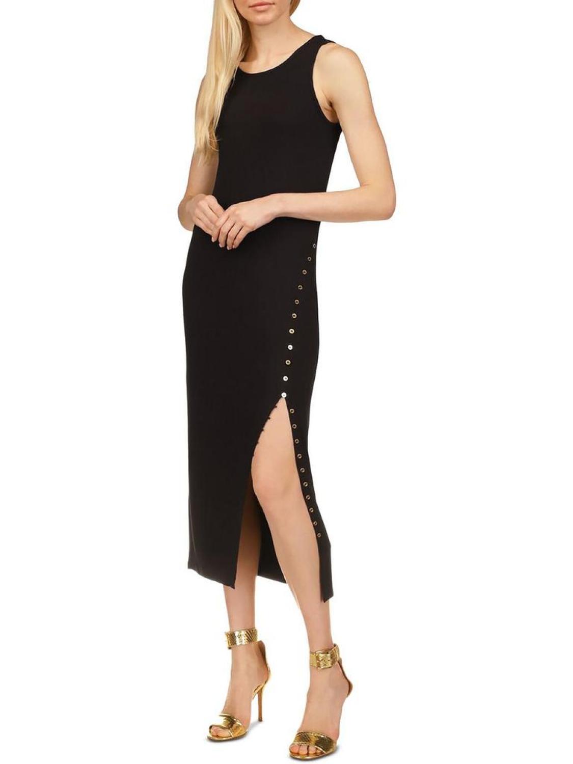 Womens Crinkled Side Slit Maxi Dress