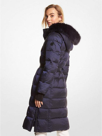 Quilted Nylon Belted Puffer Coat