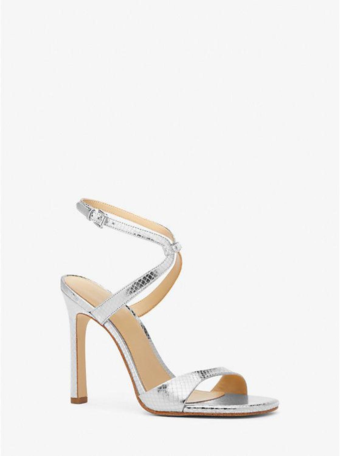 Amara Metallic Snake Embossed Leather Sandal