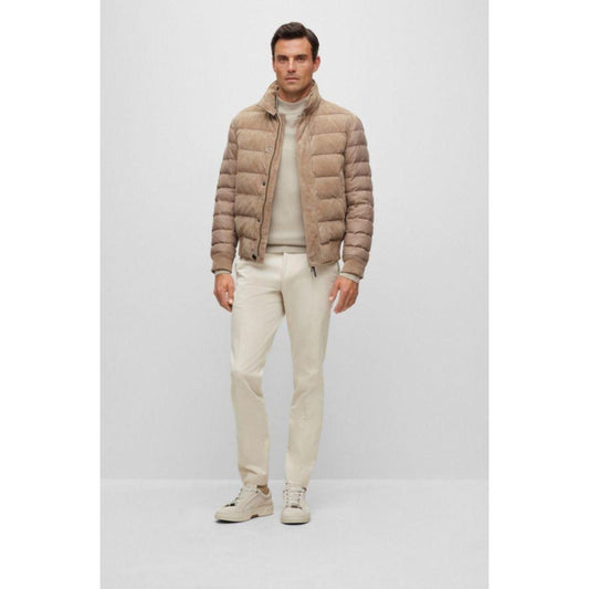 Mixed-material jacket with nubuck leather