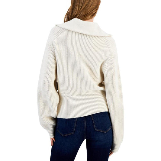 Women's Collared Quarter-Zip Drop-Shoulder Sweater