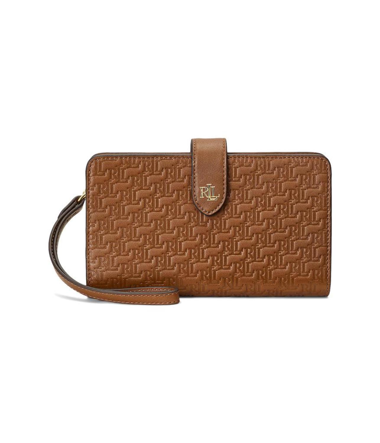 Logo-Debossed Leather Tech Wristlet