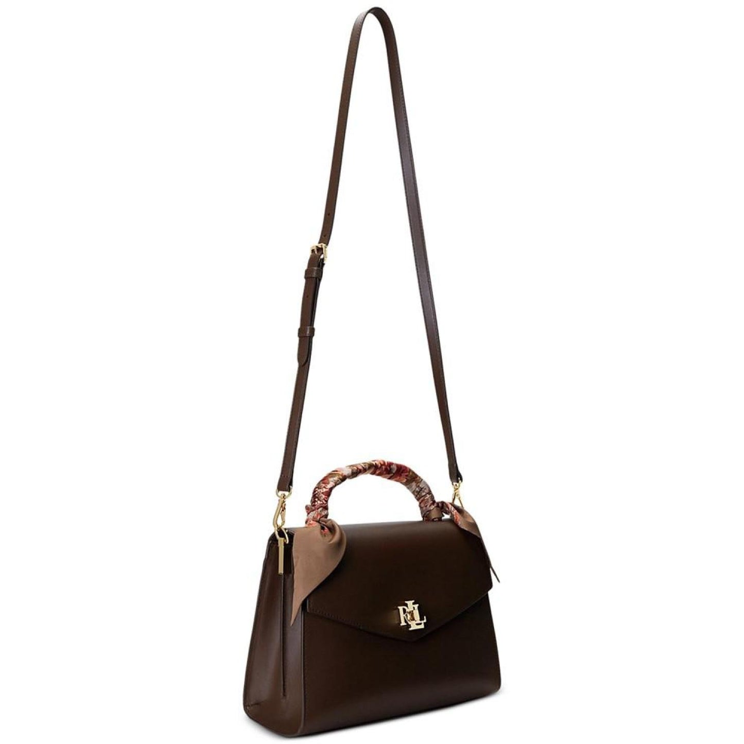 Farrah Scarf-Trim Small Leather Satchel