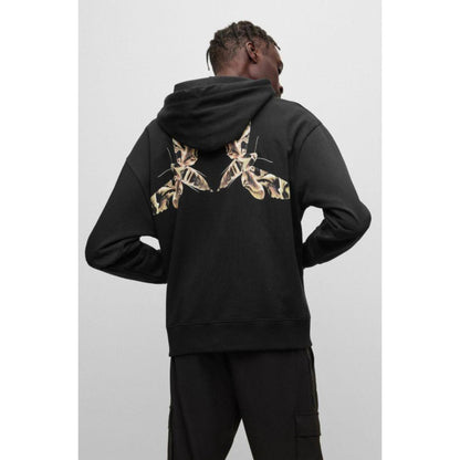 Cotton-terry hoodie with logo label and seasonal artwork