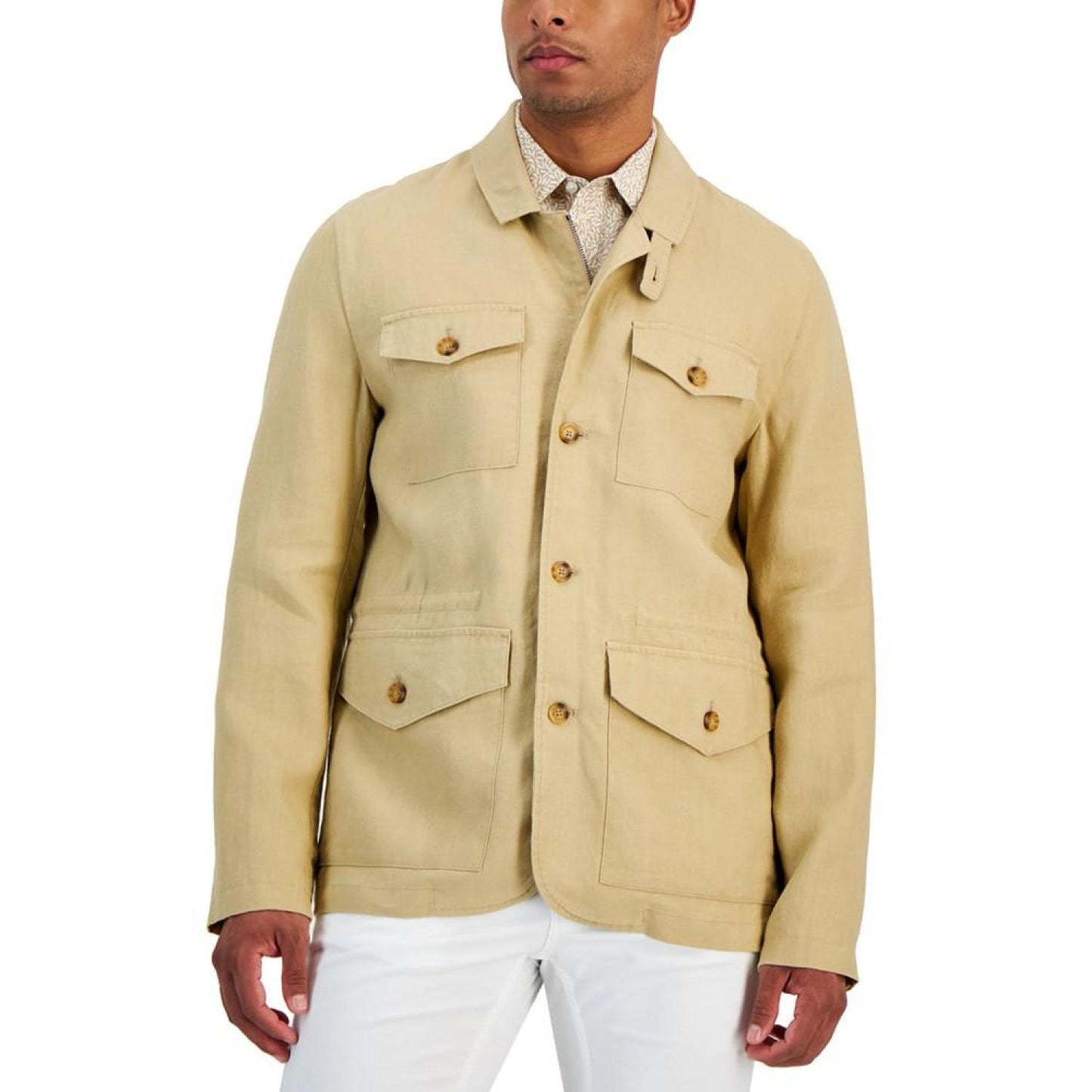 Men's Four-Pocket Linen Safari Jacket