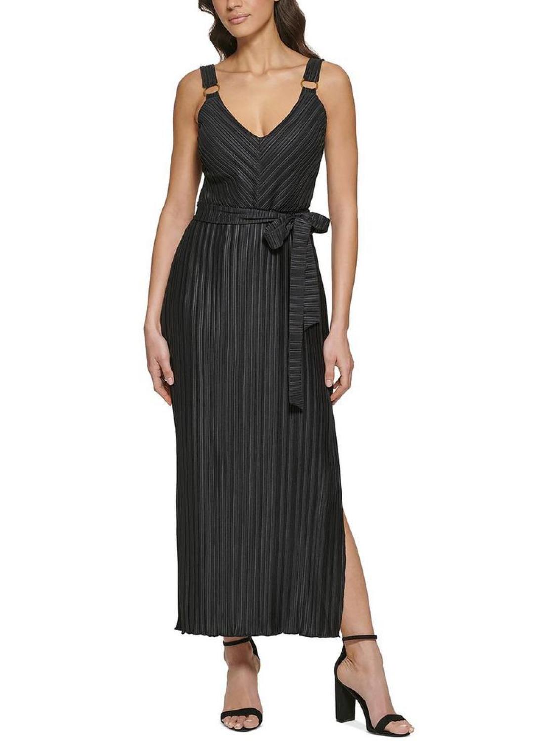 Womens Shutter Pleat Maxi Evening Dress