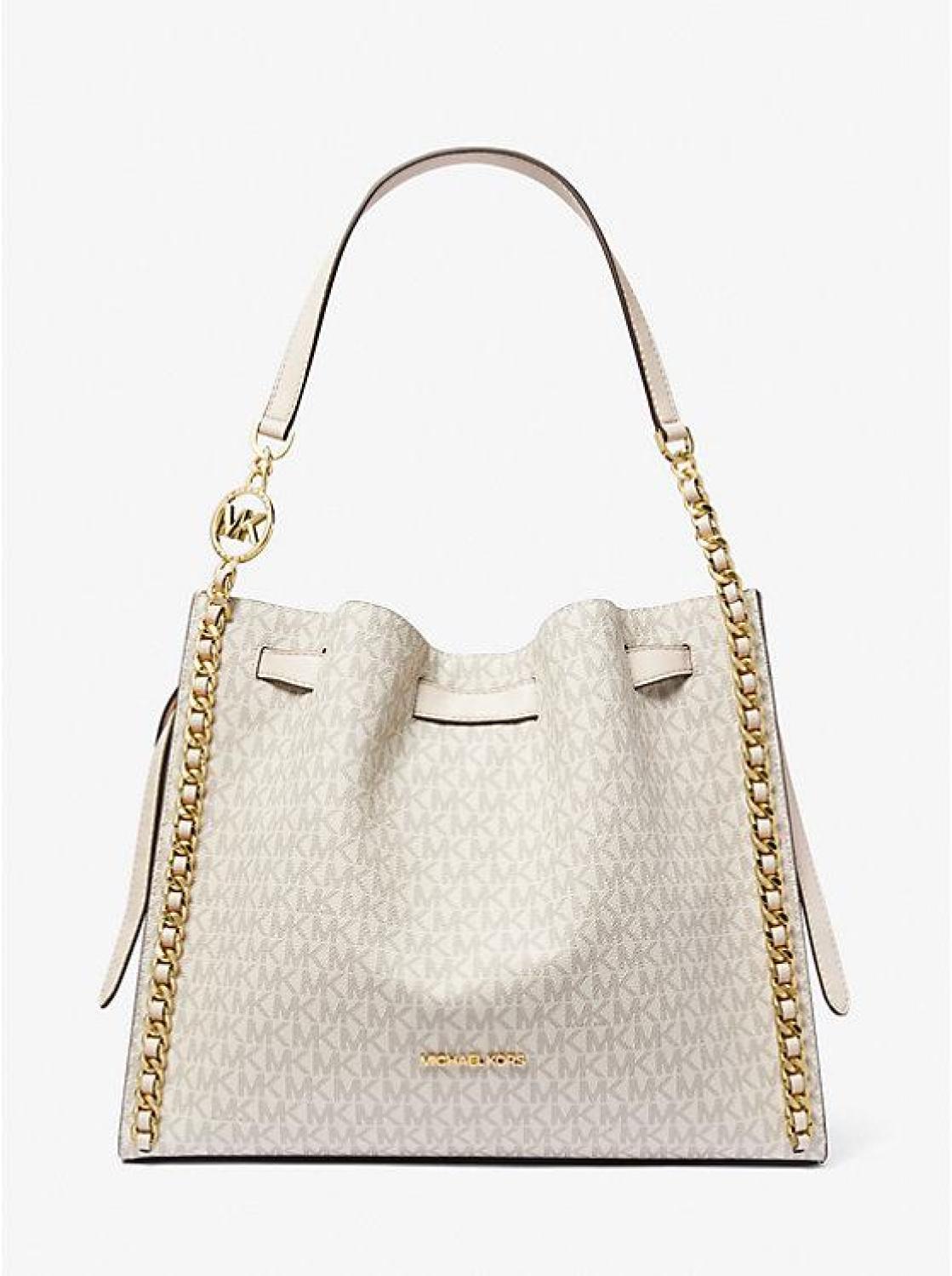 Mina Large Signature Logo Chain Shoulder Bag