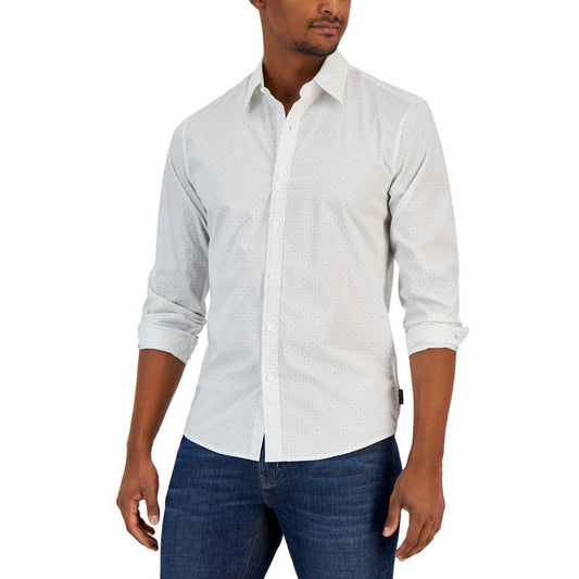 Men's Stretch Button-Front Long Sleeve Foulard Shirt