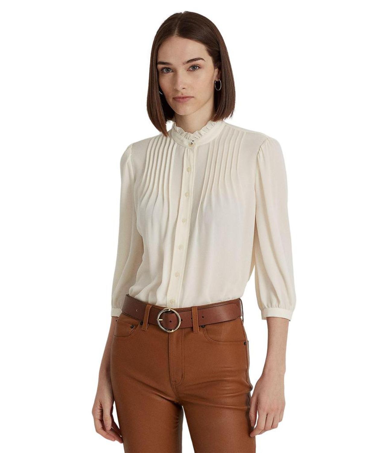 Petite Pleated Georgette Blouse