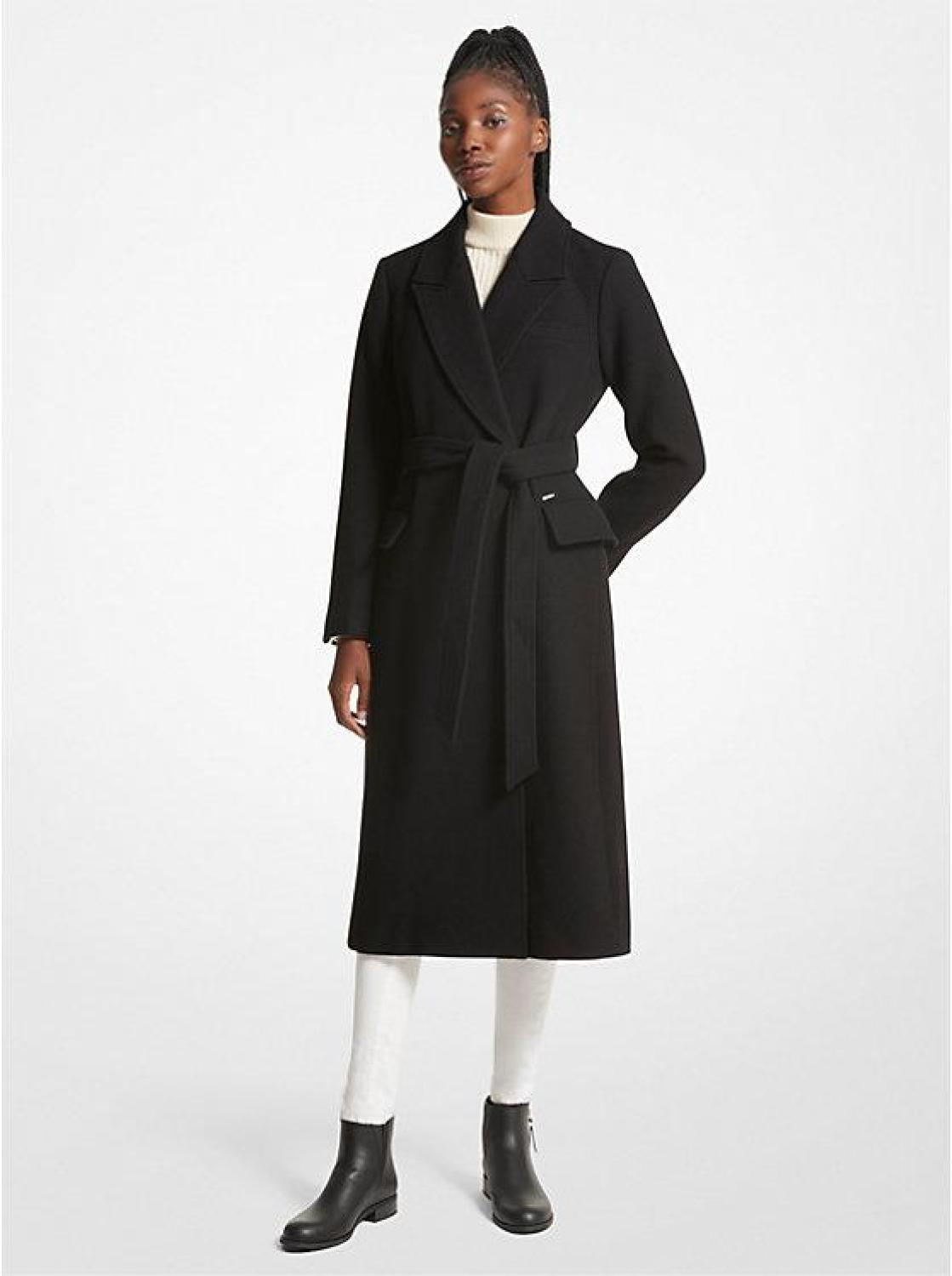 Wool Blend Wrap Coat