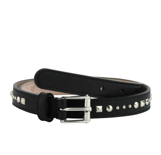 Gucci Women's  Buckle Studded  Leather Skinny Belt