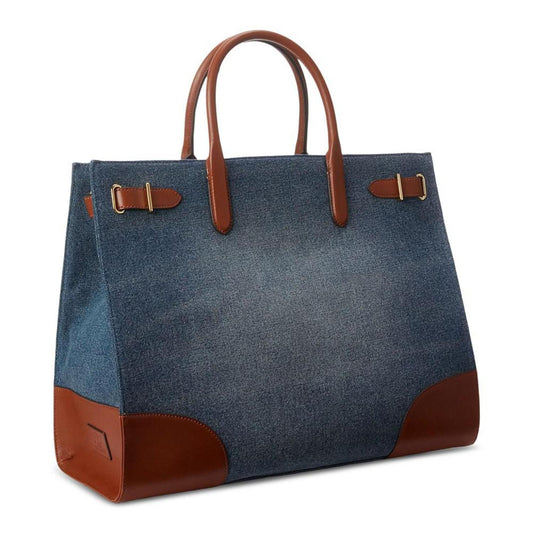 Devyn Denim with Leather Trim Large Tote Bag