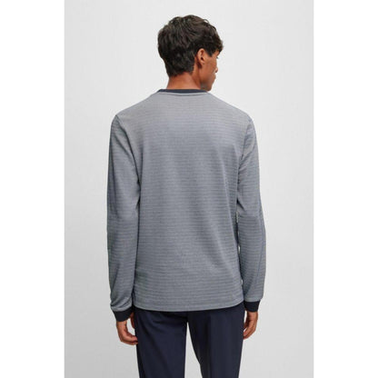 Long-sleeved cotton-blend T-shirt with ottoman structure