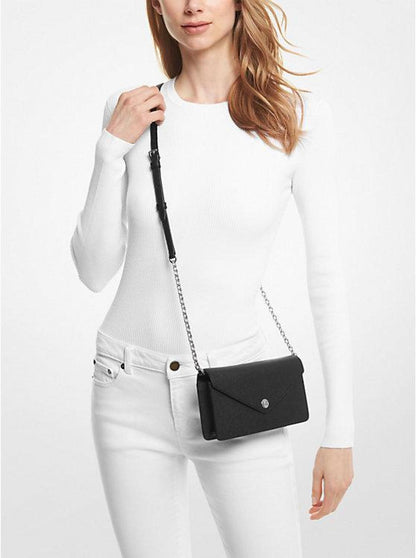 Small Saffiano Leather Envelope Crossbody Bag