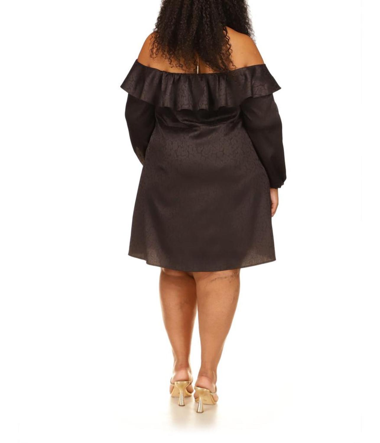 Plus Size Flounce Off Shoulder Mini Dress