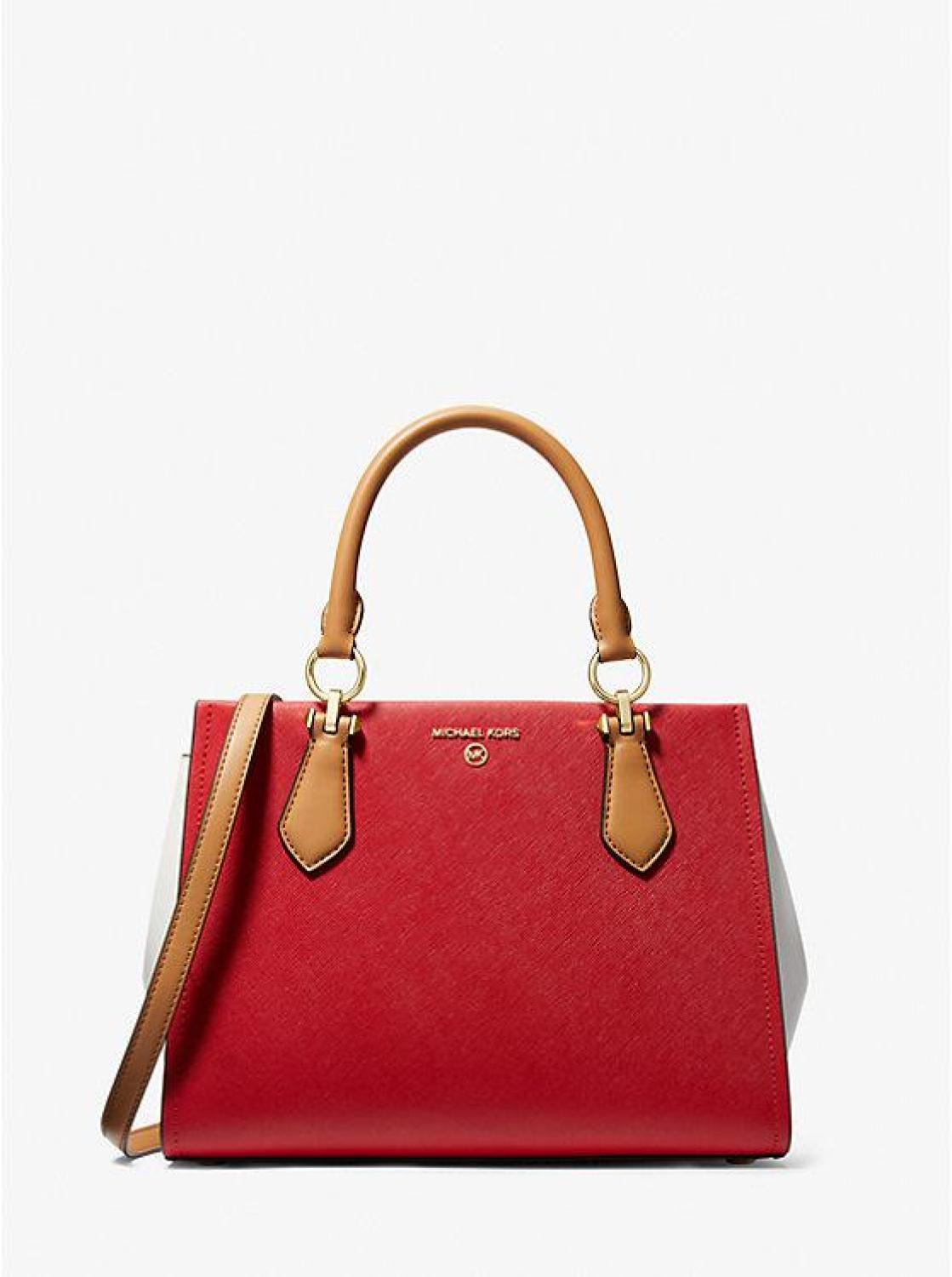 Marilyn Medium Color-Block Saffiano Leather Satchel