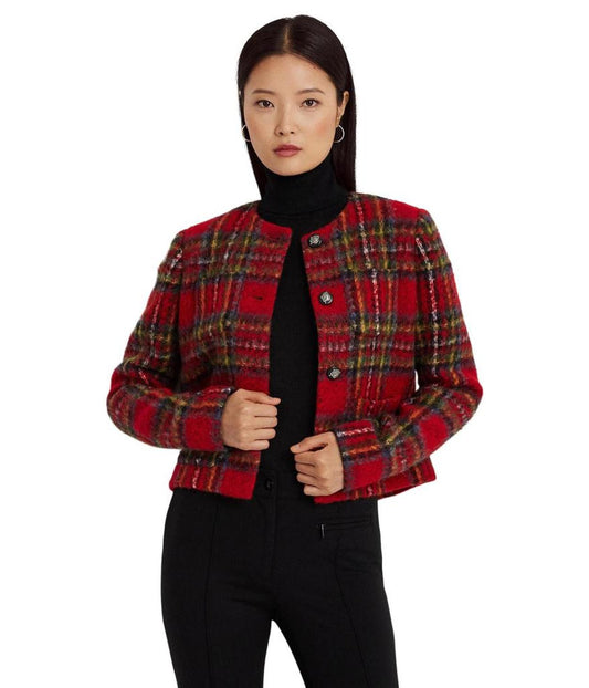 Plaid Mohair Cropped Jacket