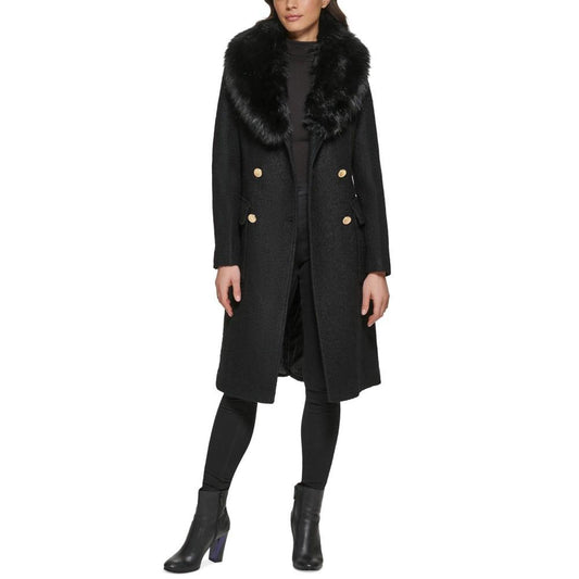 Women's Faux-Fur Collar Double-Breasted Walker Coat