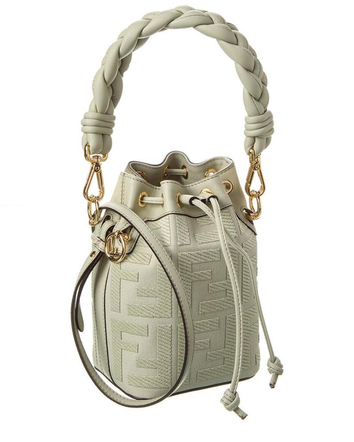 FENDI Mon Tresor Mini FF Canvas & Leather Bucket Bag