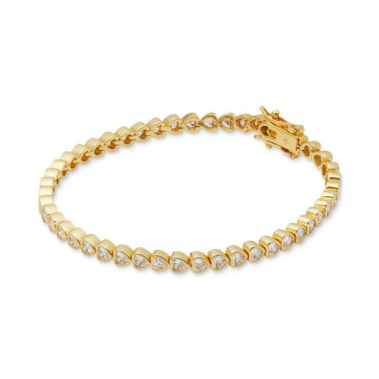 Gold-Tone Cubic Zirconia Heart Tennis Bracelet