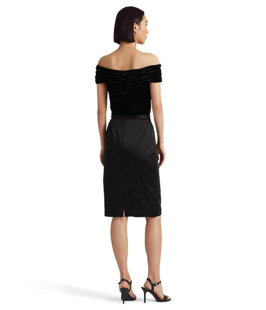 Belted Off-the-Shoulder Cocktail Dress