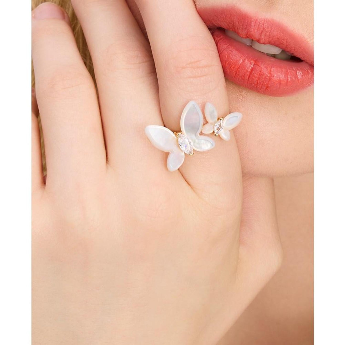 Gold-Tone Social Butterfly Ring