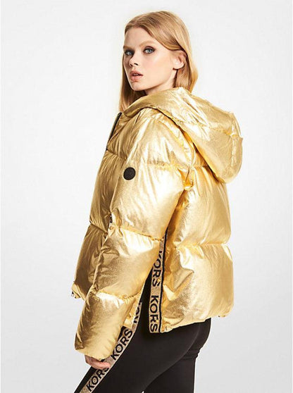 Metallic Ciré Logo Tape Puffer Jacket